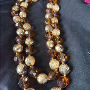 Elegant Gold and Brown Beaded Necklace Joan Rivers
